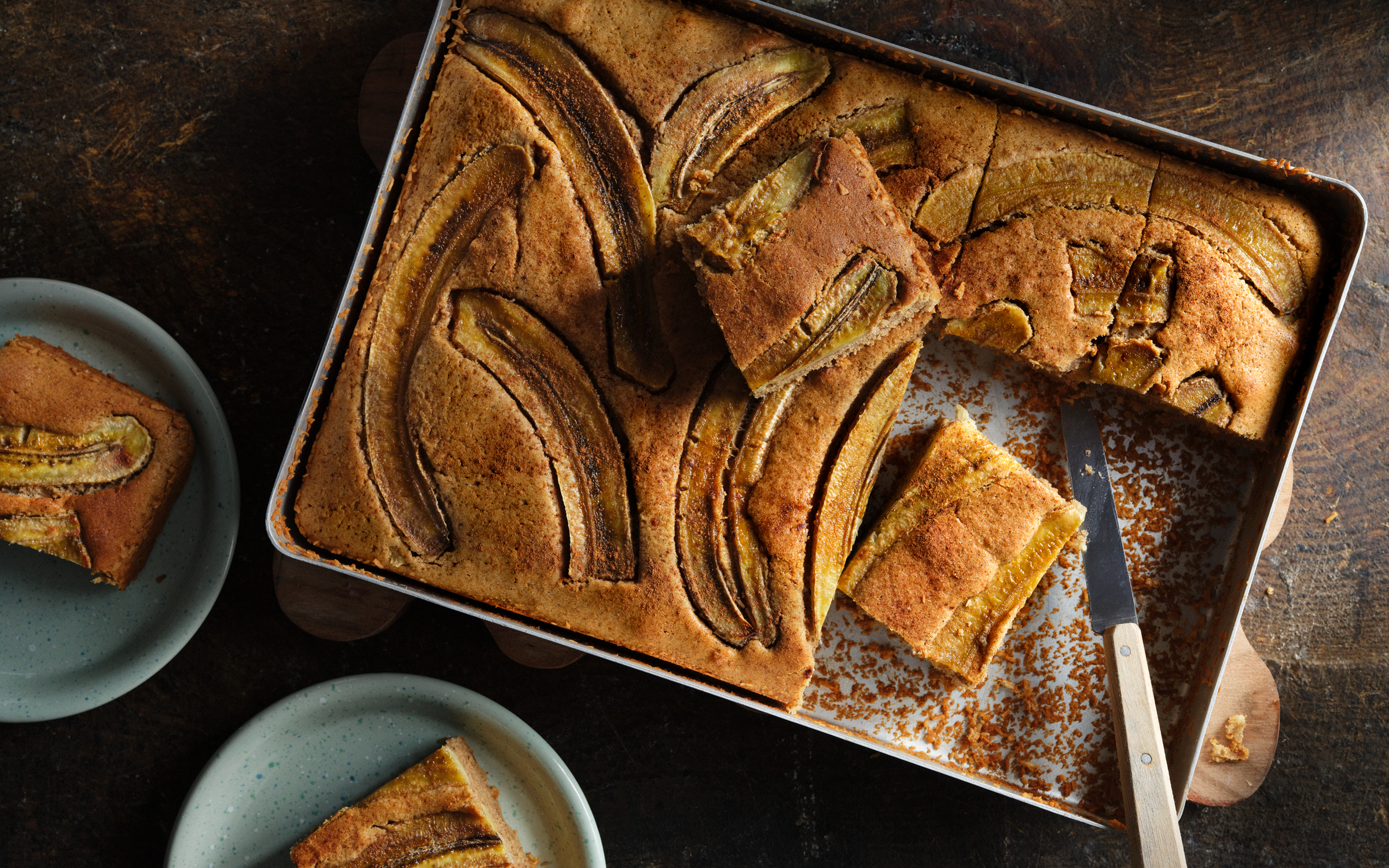 Banankaka i långpanna 