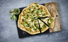 Pizza with chicken and pesto