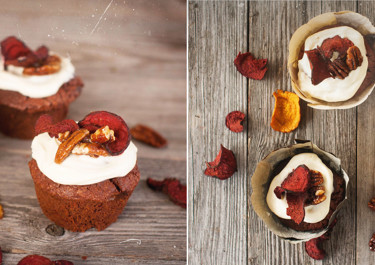 Muffins med sjokolade og rødbeter