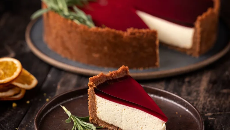 Cheesecake de Noël gourmand à la noix de muscade et coulis cerise-cassis