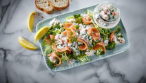 Laksesalat på sprød krydderurtebund