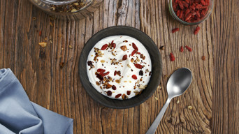 Home made granola with berries and seeds