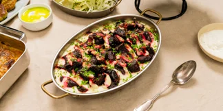 Punajuuri-sinihomejuustogratiini