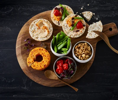 Rice cracker snack with Castello® Chili & Ginger Cream Cheese