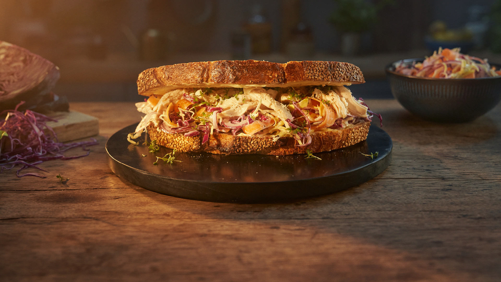 Sandwich med kylling og coleslaw