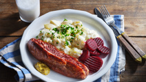 Isterband i ugn med stuvad potatis