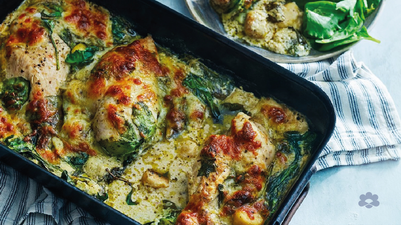 الدجاج المطهو في الفرن مع النيوكي