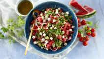 Watermelon salad with cheese  