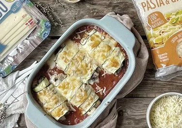 Canelones de calabacín rellenos de setas y Arla Danbo