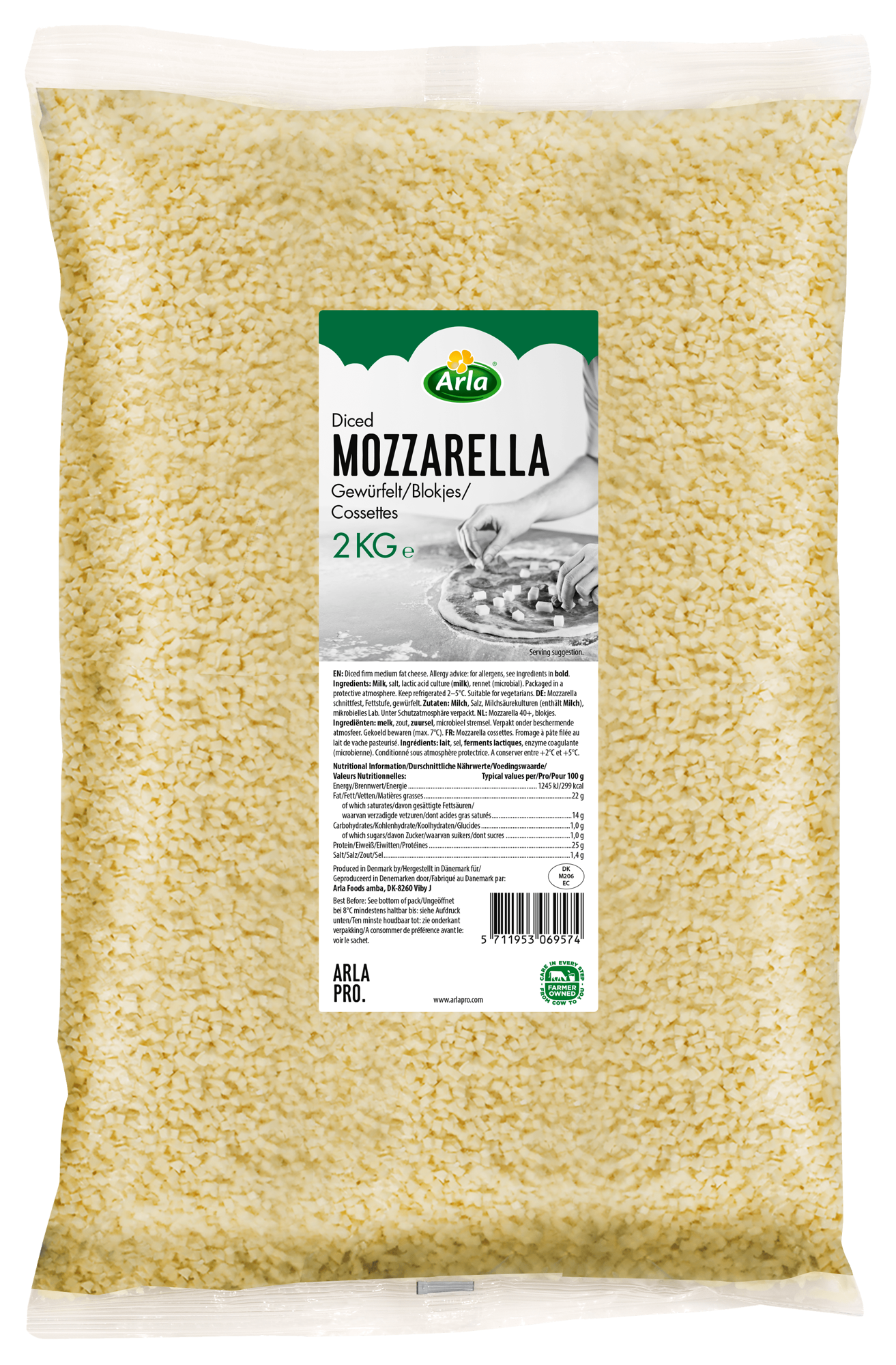 Arla® Pro Mozzarella Würfel 4x4x4 mm, 2kg