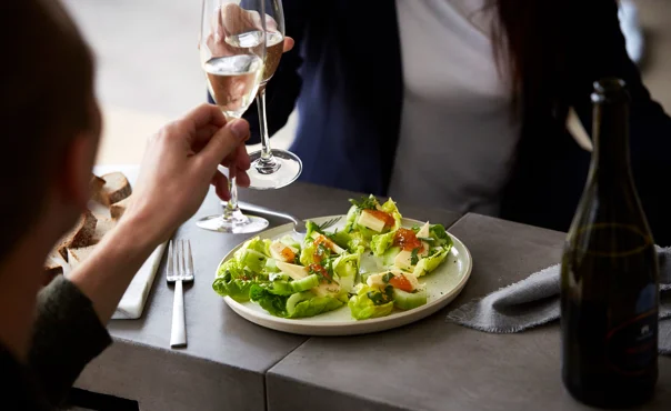 Heart Salad Boats with Cheddar & Mango Chutney