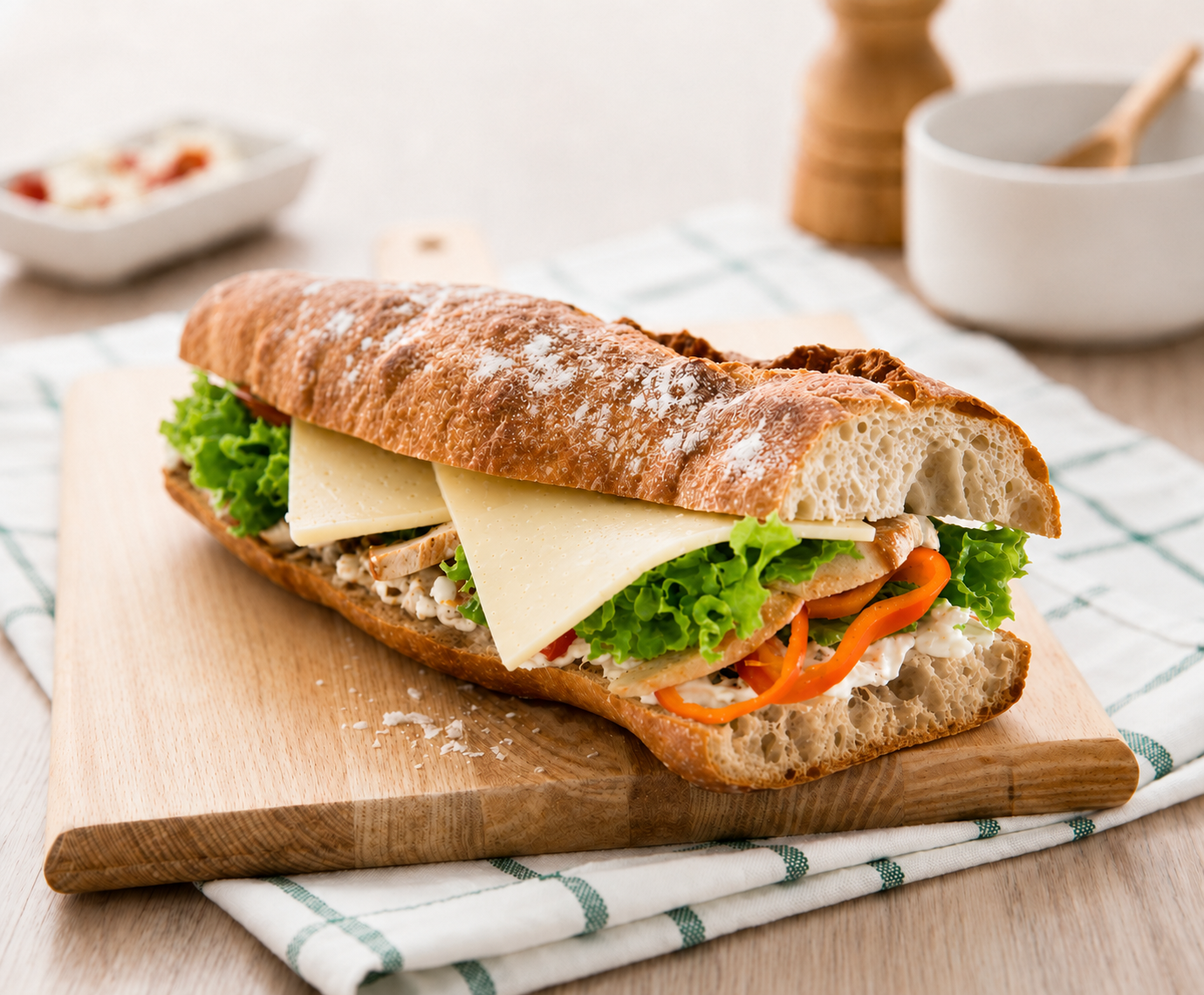 Sándwich de pollo con Arla Gouda y Arla Queso Crema 