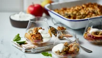 Crumble med linser og æbler