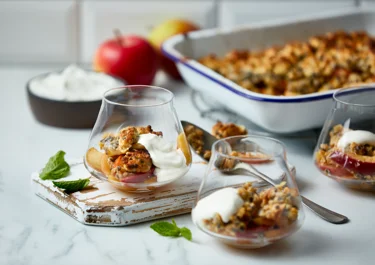 Crumble med linser og æbler