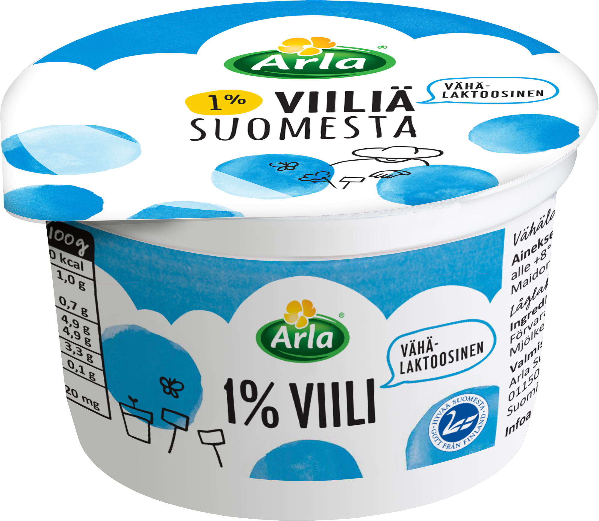 Arla 1% viili Suomi 200g vähälaktoosinen