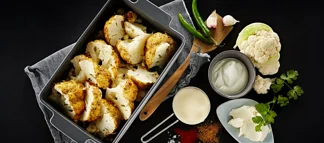 Whole-baked cauliflower with hot spices