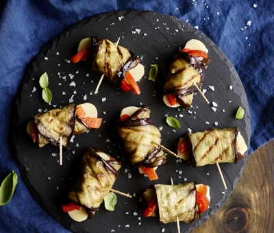 Grilled Aubergine and Castello® Aged Havarti Snack