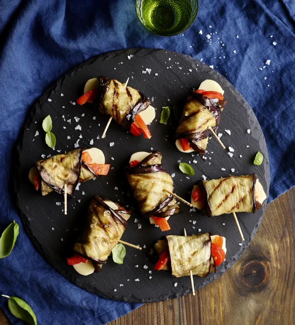 Grilled Aubergine and Castello® Aged Havarti Snack