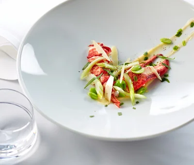 Poached lobster with lemon sauce