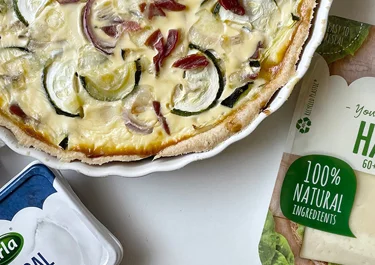 Quiche de calabacín, jamón y Arla Queso en lonchas Havarti