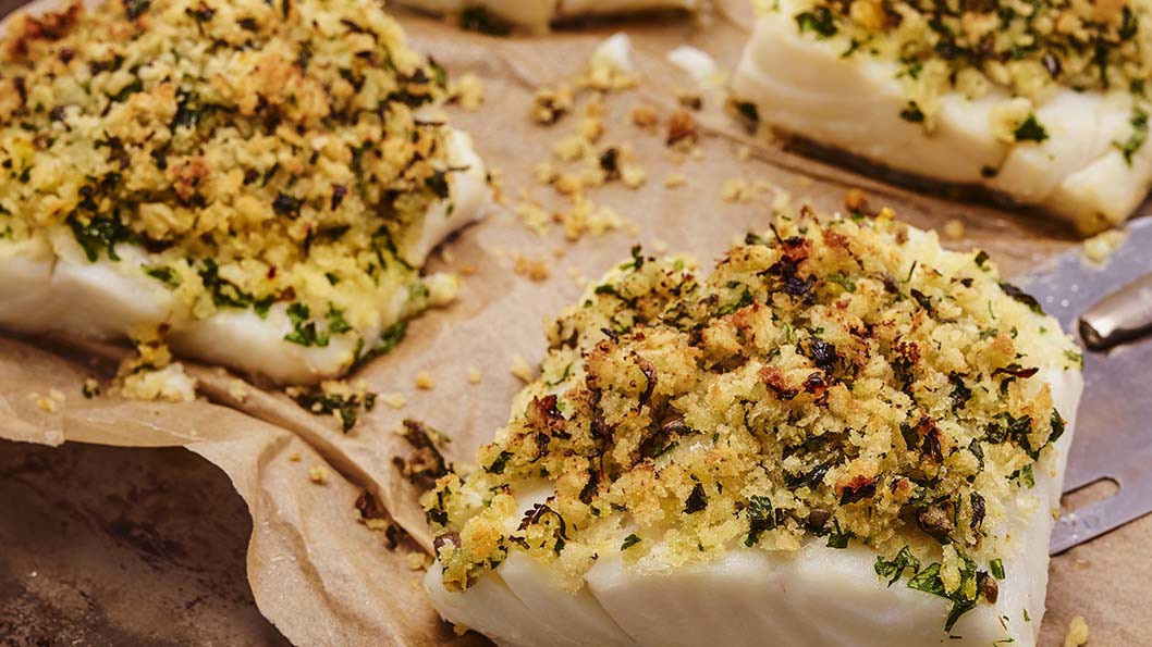 CAPER AND PARSLEY CRUSTED COD