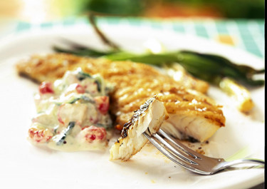 Grillad fisk med kräfttsatsiki