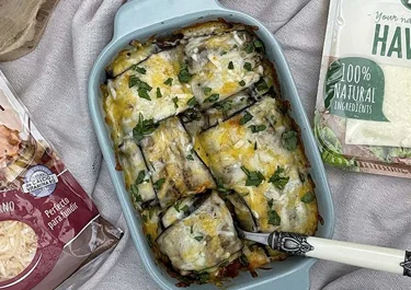 Raviolis de berenjena rellenos de Arla Havarti en lonchas