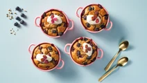 Baked oats met blauwe bessen en skyr