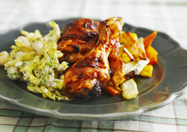 Ugnsstekt kyckling med coleslaw