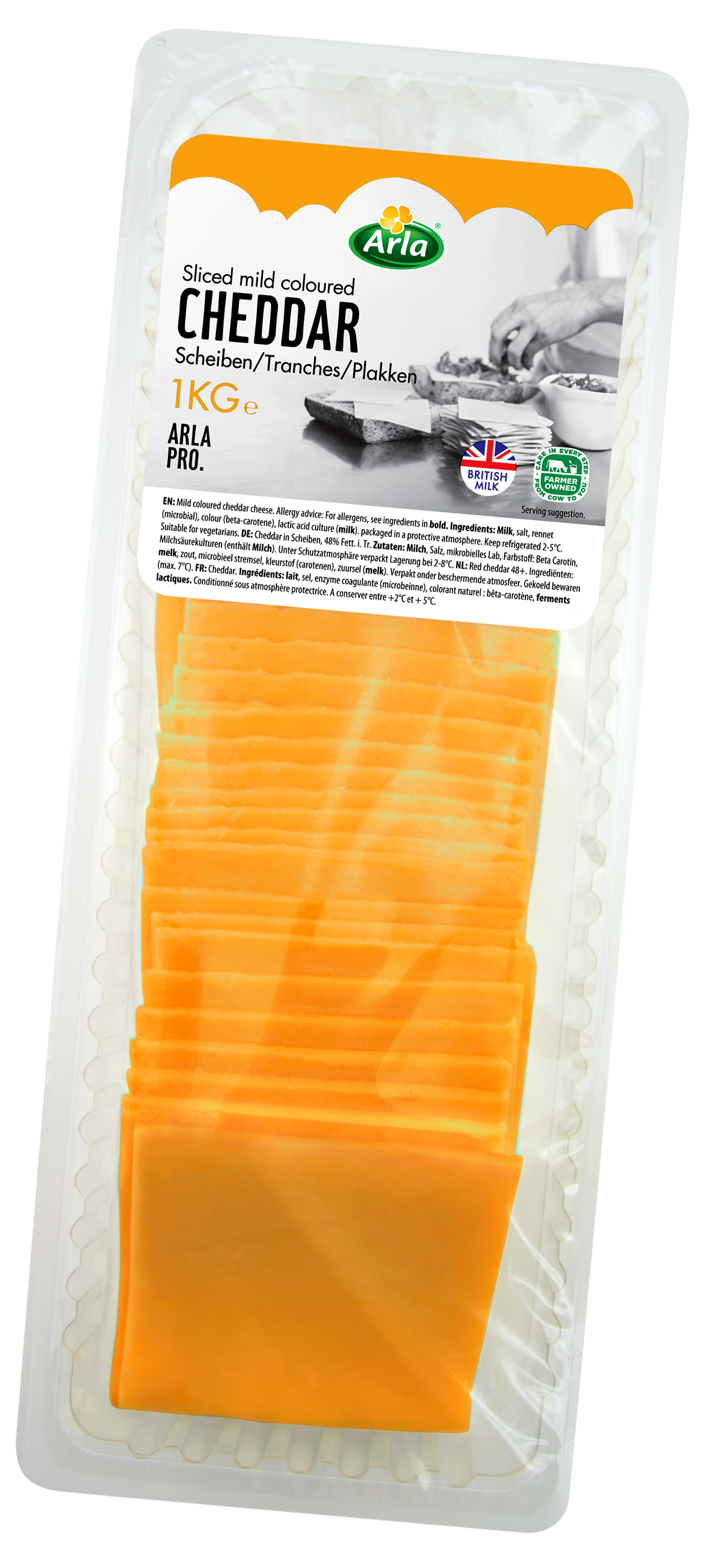 Arla® Pro Mild Coloured Cheddar σε φέτες 1kg