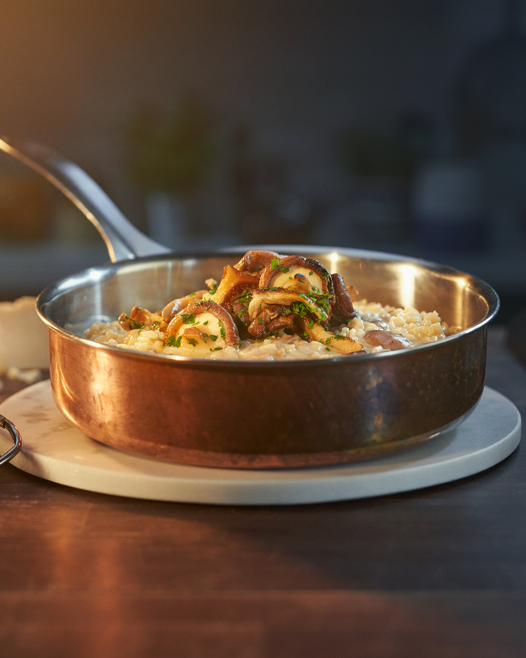 Risotto med champignon, blåskimmelost og timian