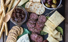 Date night cheese board with bacon onion jam