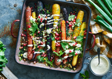 Rostade morötter med tahiniyoghurt