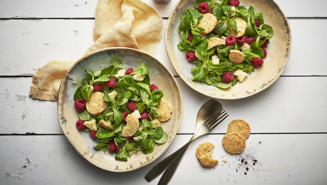 Hindbærsalat med ostespecier