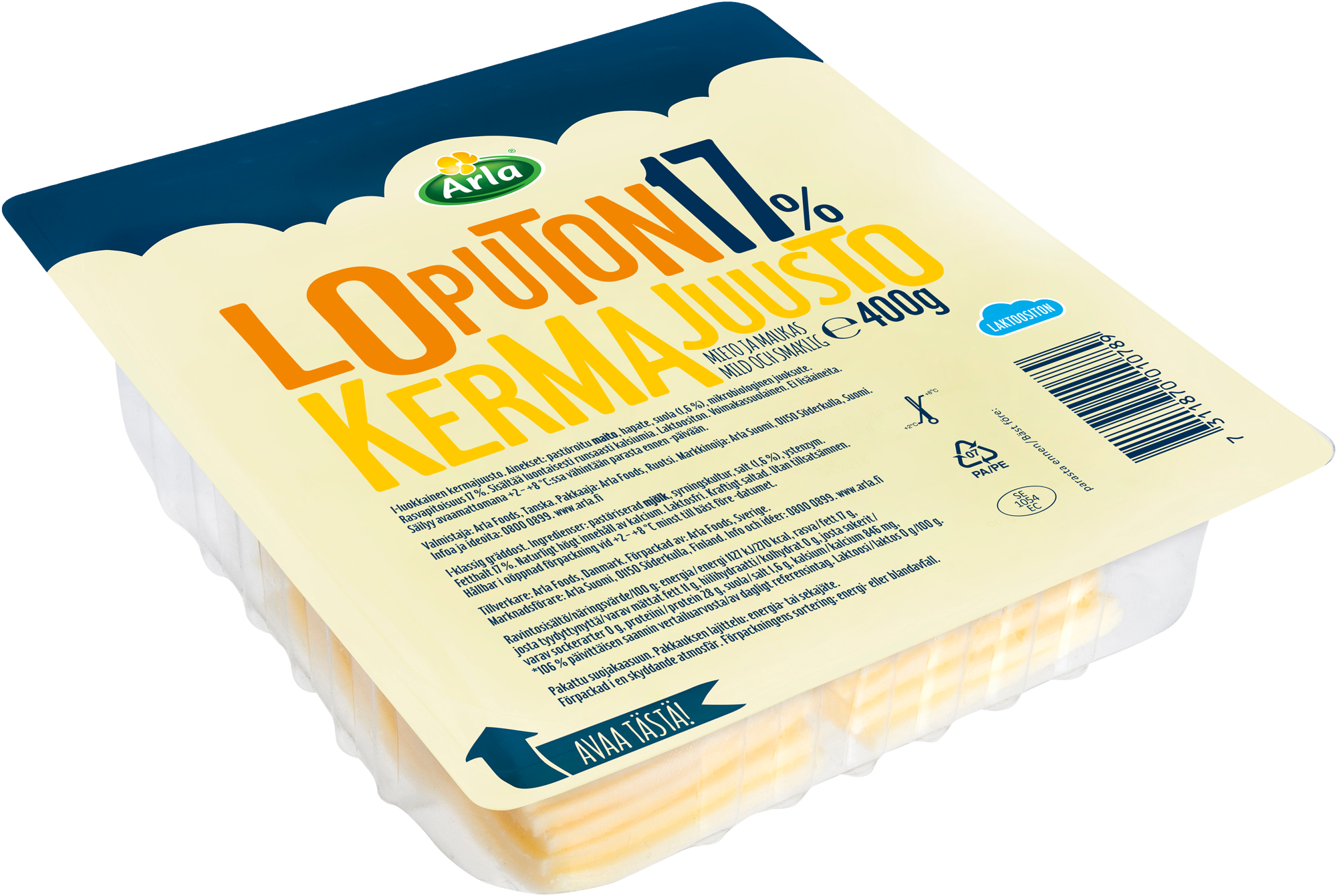 Arla loputon kermajuusto 17% viipale 400g