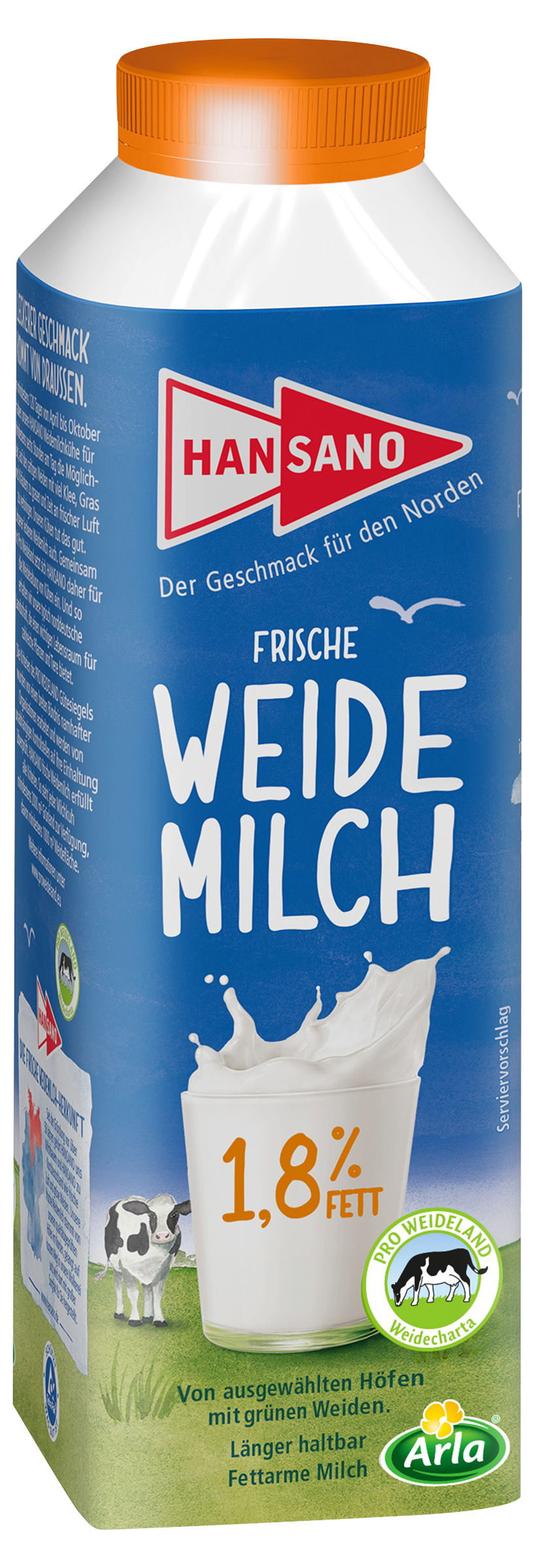 Hansano Frische Weidemilch 1,8% 500ml