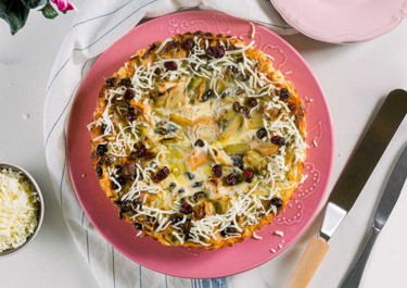 Τάρτα με κανταΐφι και γέμιση με πράσα και κράνμπερις