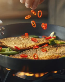 Pan-fried sea bass 