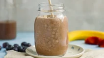 Oatmeal protein shake with chocolate milk