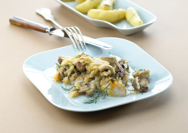 Lyssej med champignonsauce