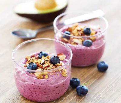 Raspberry smoothie in a bowl