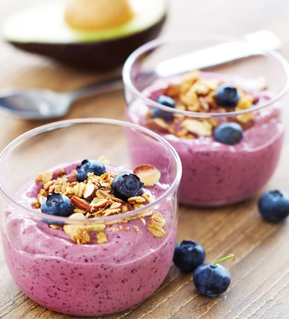 Raspberry smoothie in a bowl