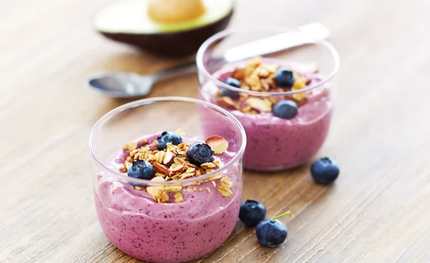Raspberry smoothie in a bowl