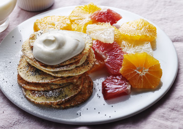 Citronpandekager med citrussalat
