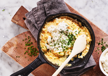 Scrambled æg med hytteost