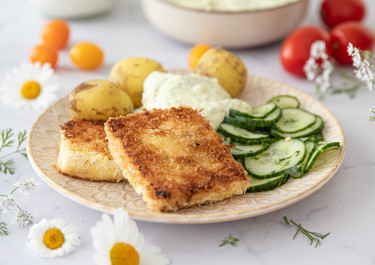 Paneroitu salaattijuusto