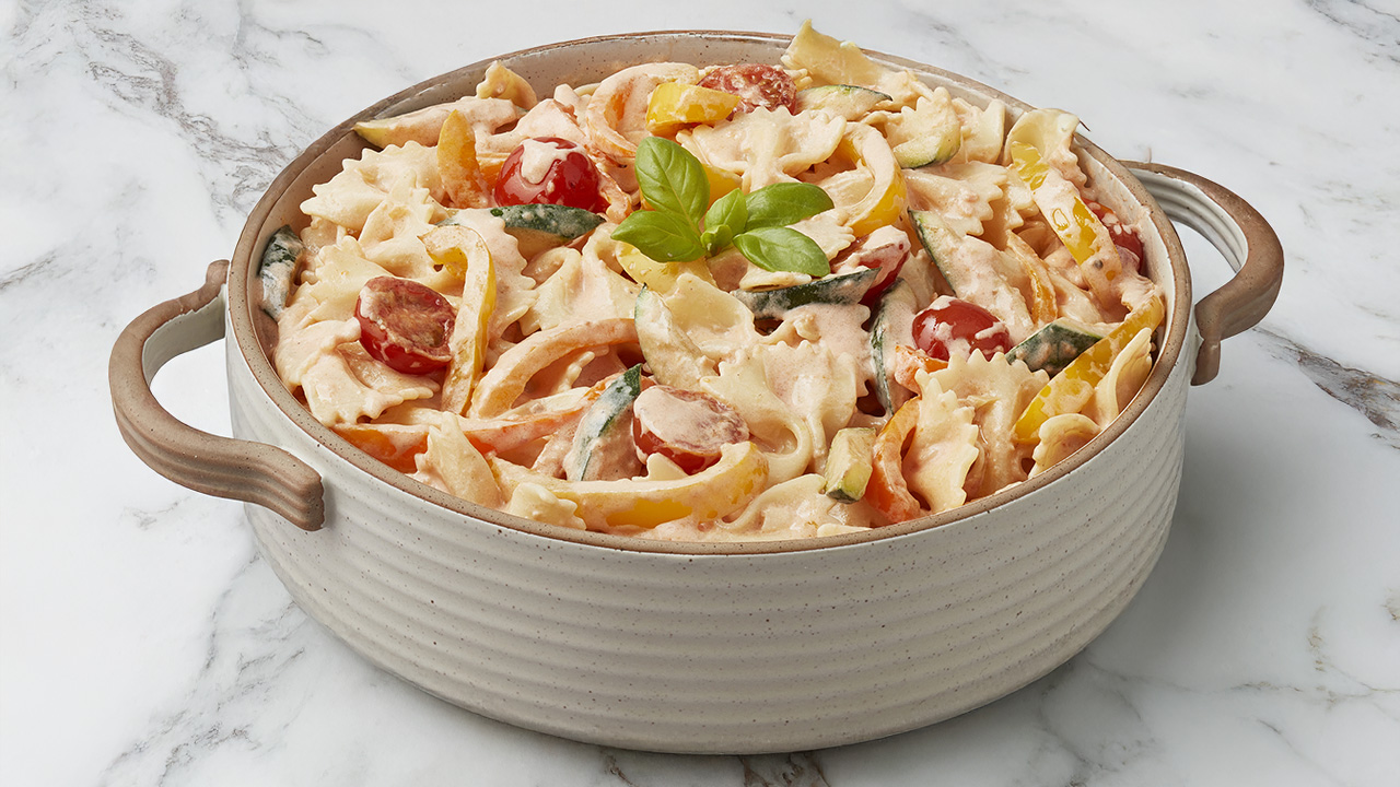 Vegetarian Pasta in a Creamy Rosé Sauce With Tre Stelle Original Cream Cheese