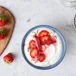 Skyr bowl with strawberry and baked rhubarb