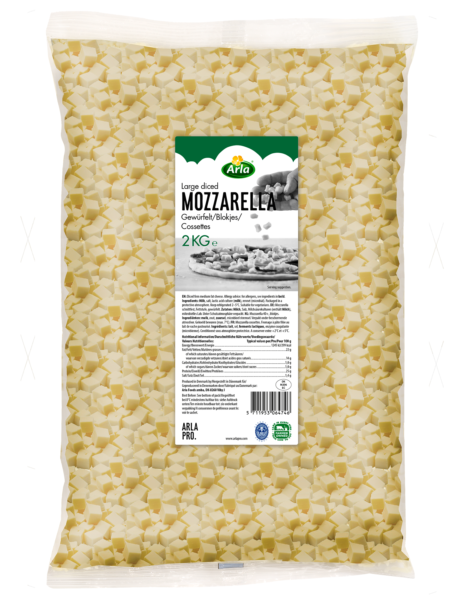 Arla Pro Large Diced Mozzarella 2kg
