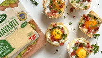 Cestas filo con Arla Havarti cremoso, espinacas, huevo y virutas de jamón